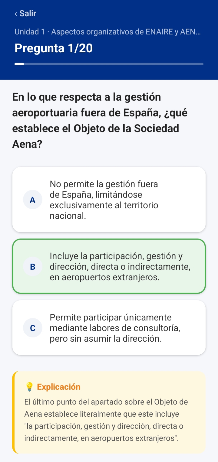 Test con explicación